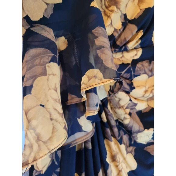 Connected Apparel Women Black Polyester Round Neck 3/4 Sleeves Wrap Dress Size 4 - Picture 6 of 11